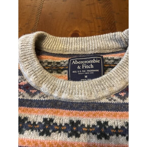 abercrombie fitch Gray & Orange Striped Sweater Men’s Size medium - Picture 2 of 7